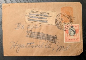 ++ JAMAICA 1957 Postal Stationery COVER Caribbean Vintage Envelope Collection 