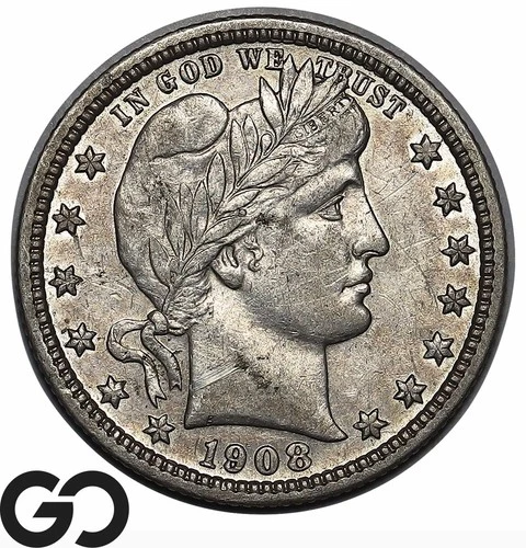 1908-D Barber Quarter, Choice AU+