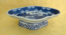 Vintage Chinese Blue & White Porcelain Pedest...