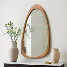 Asymmetrical Wood Wall Mirror - Unique 19.5x30.5 Inch Decor for Any Room