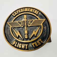 Vintage Boeing Experimental Flight Test Brass Belt Buckle Black Oak Foundry READ