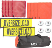 Oversize Load Sign Kit - 2 Banners, 8 Flags, 4 Holders for Construction Use