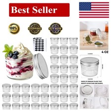 Set of 40 Elegant 4oz Glass Jars with Silver Lids     Ideal for Gifts  Storage