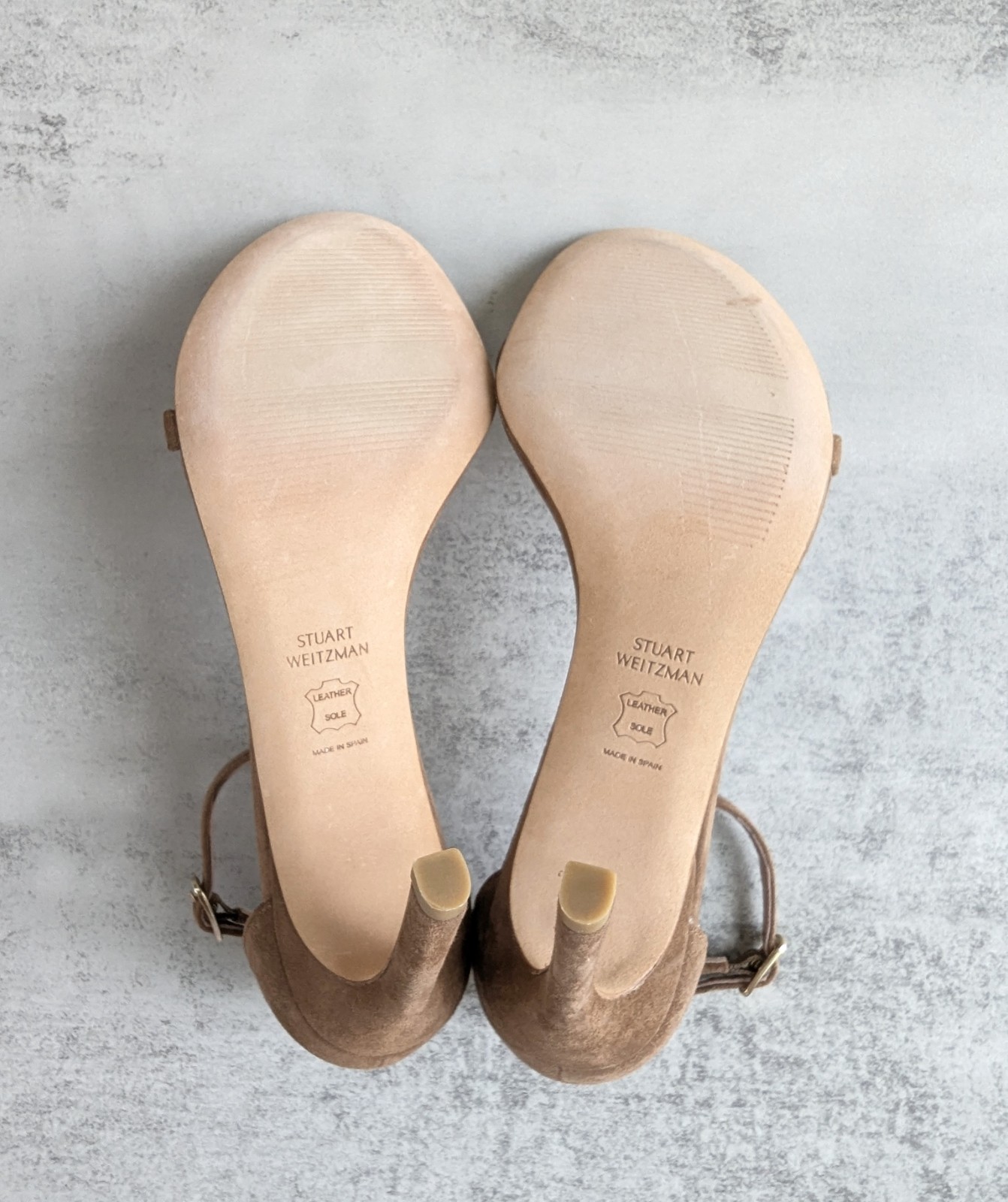 Stuart Weitzman Nudistsong Suede Shoes Size 6.5 Ankle Strap Open Toe Heel