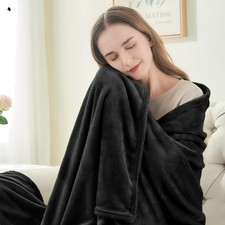 Fleece Blanket Black Throw Blankets for Couch  Bed, Luxury Plush Cozy Fuzzy ...