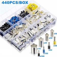 440pcs Wire Ferrules Kits Crimp Terminal Connector AWG 2/0 1/0 2 4 10 12 14 16 