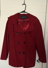 Pendleton Red Hooded Pea Coat Button Closure Size 12