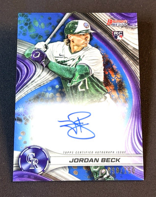 2024 Bowman Best Rockies Jordan Beck #B24-JB Blue Refractor Auto /150 (RC)