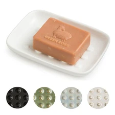 Soap Dish, Ceramic Soap Holder Shower Soap Dish for Bar Soap Sponge, Soap Sav...