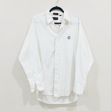 CHAPS RALPH LAUREN Mens 16  1/2 34/35 White DRESS SHIRT Crest Logo BUTTON DOWN