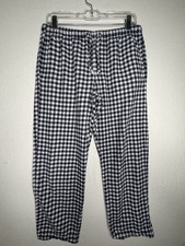 GAP Pajama Pants Size M Blue White Plaid Flannel 100 Cotton Drawstring Pockets