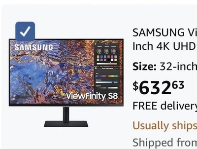 SAMSUNG ViewFinity S8 Series 32-Inch 4K UHD High Resolution Monitor, IPS Panel