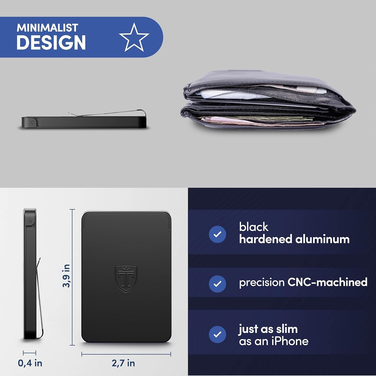 TRAVANDO SLYDE Aluminum Card Holder - RFID Blocking Slim Wallet for Men with ...