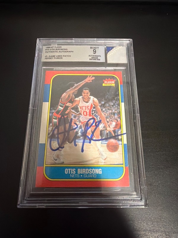 1986-87 Fleer Jersey Fusion #10 Otis Birdsong Beckett 9 Auto Grade