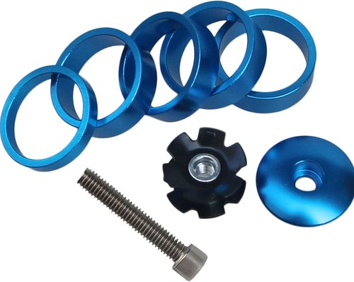 Set distanziali e tappi superiori per cuffie MTB personalizzabili 1-1/8 pollici - quattro colori disponibili - Foto 3 di 11