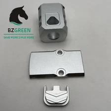 For Glock fit GEN 1-5 Fit G17 / 19/26 3D Cover/RMR  Plate / Muzzle Combo Silver