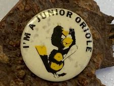 Vtg 1950's Oriole's Baseball Button "I'm a Junior Oriole" Pin Sports MLB MD