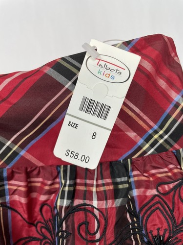 Talbots Kids Silk Red Tartan Christmas A-line Pleated Skirt Girls Size 8 - Picture 5 of 8