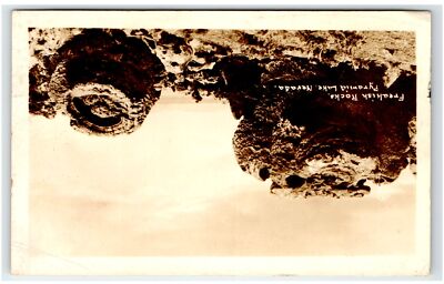 1941 Pyramid Lake, NV Postcard-  RPPC FREAKISH ROCKS PYRAMID LAKE