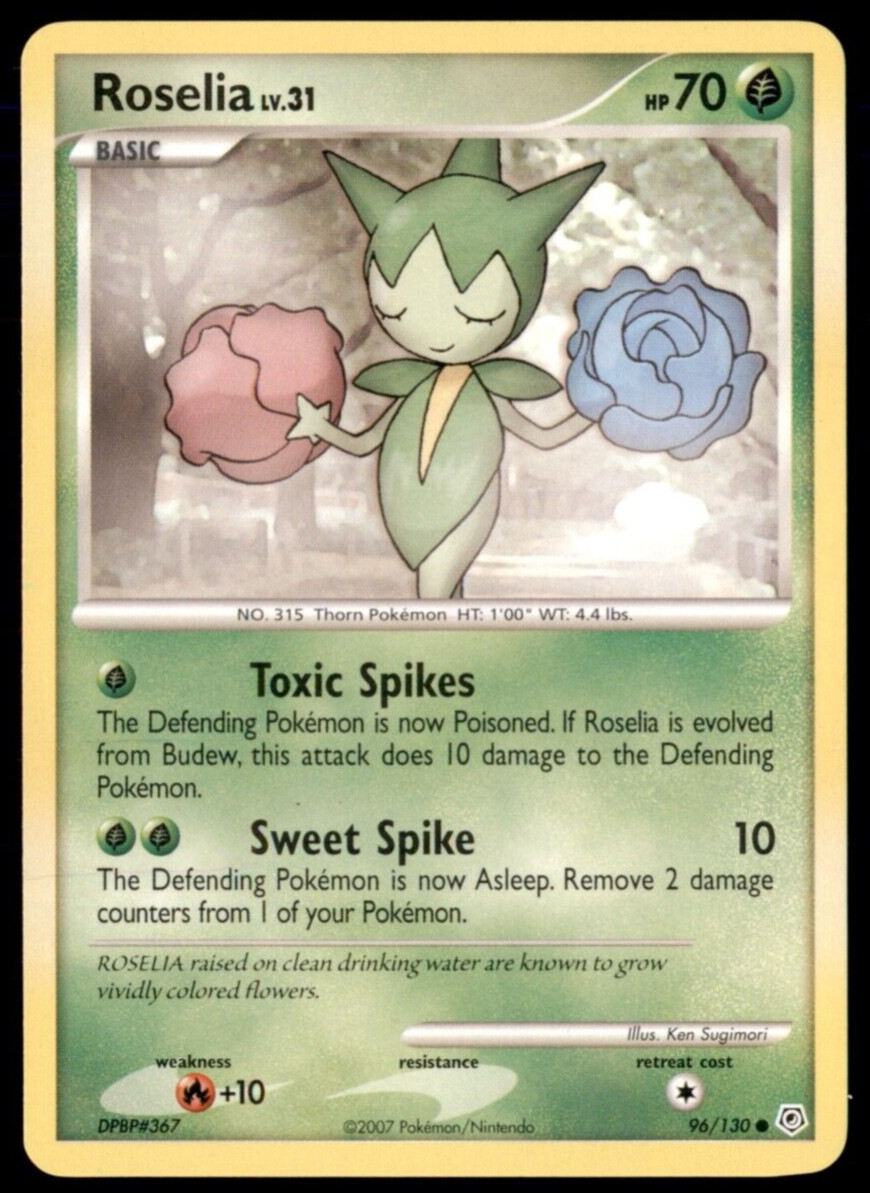 Pokemon Card Roselia LV.31 Diamond & Pearl 96/130 NEAR MINT Non-Holo Common TCG!