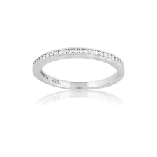 Sterling Silver Micro Pave Thin Eternity Band Ring