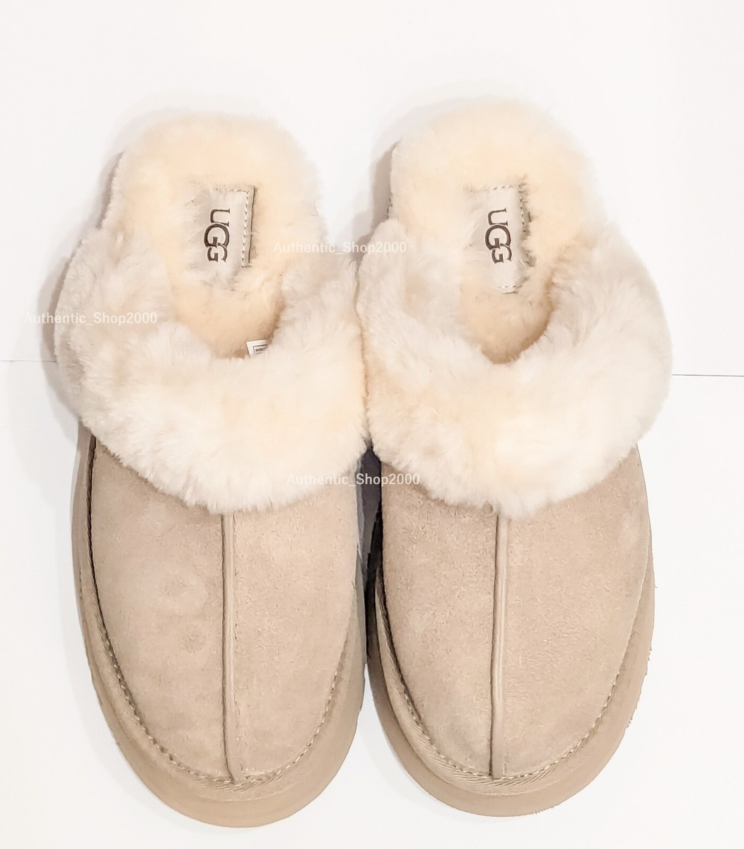 New 100% Authentic UGG Soft Disquette Platform Slippers Sand