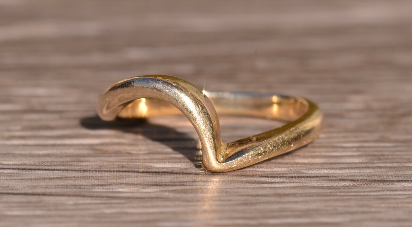 Simple Yellow Gold Stackable Wave Ring - image 6