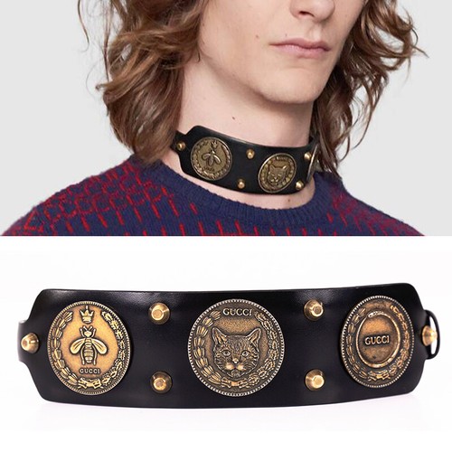 $995 GUCCI Black Leather \u0026 Brass BEE 