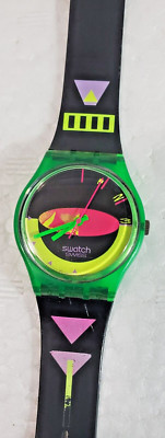 Swatch  AG 1989 Sandy Mountains quartz watch with case. Fresh battery.
