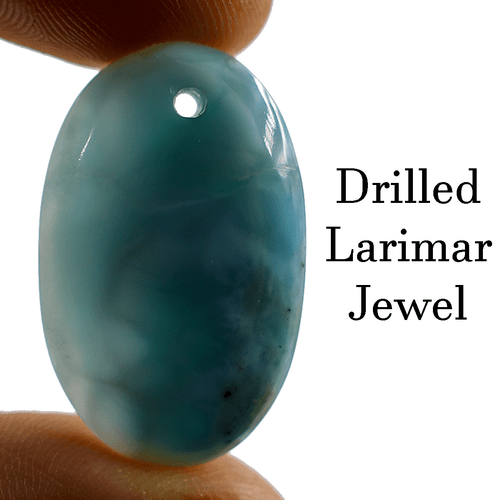 38 CT Natural Dominican Larimar AA+ Grade 31x20mm Oval Cabochon Drilled Gemstone - Picture 8 of 10