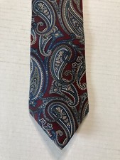 Sturbridge Men's Necktie Tie Silk Maroon Blue White Tan Paisley Made in USA