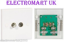 TV AND SCREW F TYPE AERIAL SKY SATELLITE VIRGIN CABLE FLUSH WALL SOCKET PLATE 
