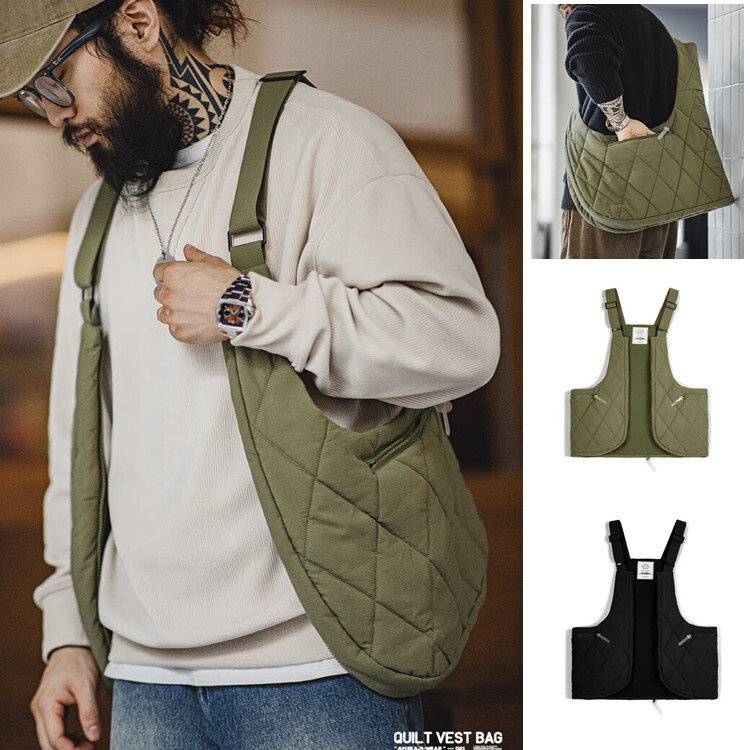 さらに100円引き◆MISCHIEF◆QUILTED VEST BAG Outdoor Waistcoats Multifunctional Padded Vest Quilted Vest