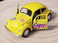 "Vw / Volkswagen Beetle , \" Love And Peace \" Welly , Gelb , Ca.: 1 : 43"