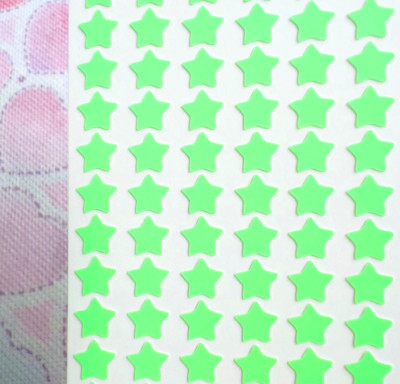 Green or Blue Glow in the Dark Star Stickers Sheet! - 1/4'' to 3 inch