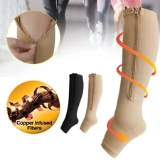 Compression Socks Stockings W/ Zipper 20-30 mmHg Knee High Support for Men Women
