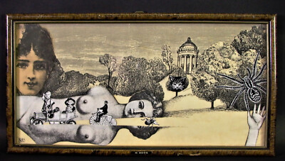 -  Sabine ISI HARTMANN (*1959) surreale COLLAGE 1983 - AKT - POP-ART