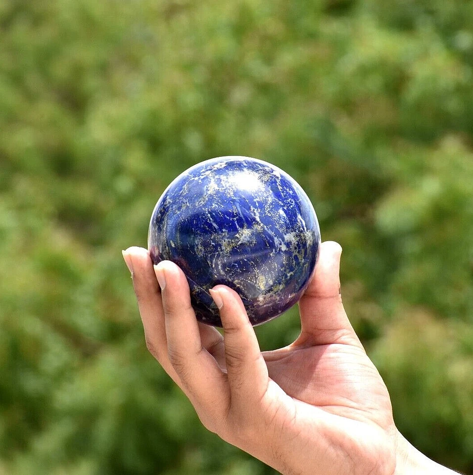 90 MM Blue Lapis Lazuli Crystal Sphere - Spiritual Ball Healing - Healing Stone - Photo 4/4