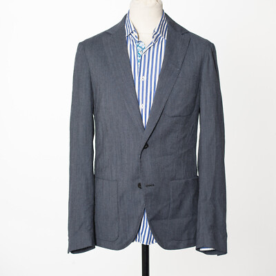 DONDUP Sport Coat Blue Micro Check Unlined Blazer Men's EU50 US40