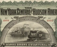Antique 1898 NY Central & Hudson River Railroad Gold Bond Certificate W/Coupons!