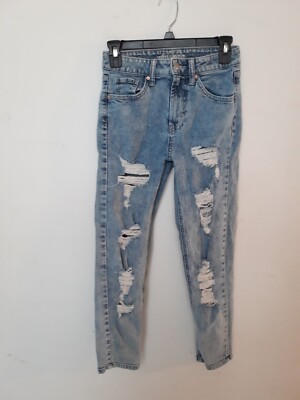 Wild Fable Jeans Womens 00 Blue Wash  Mom high rise Distressed destroyed Fem