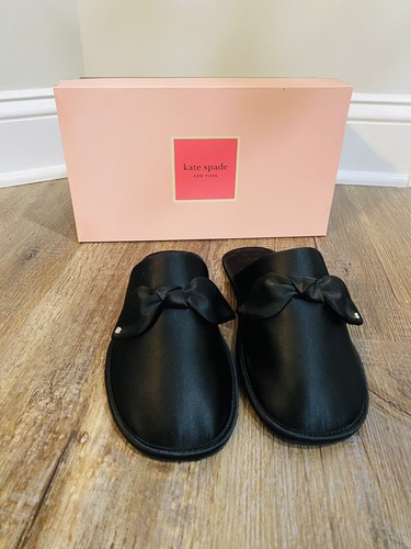 Kate Spade Satin Slippers Shoes Lawson Black Size 7 Women’s Sandals Slides Bow