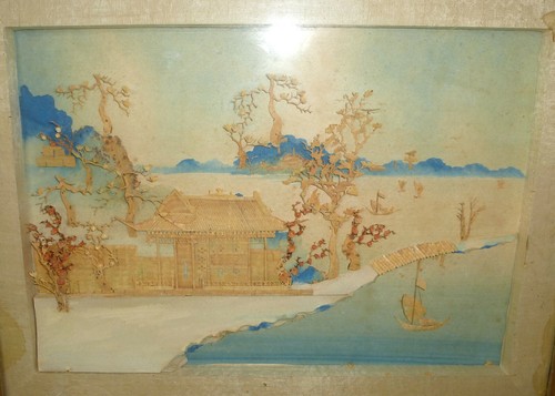 Großes Bild Japan um 1900 Korkschnitzerei NK-0120 - Bild 3 von 8