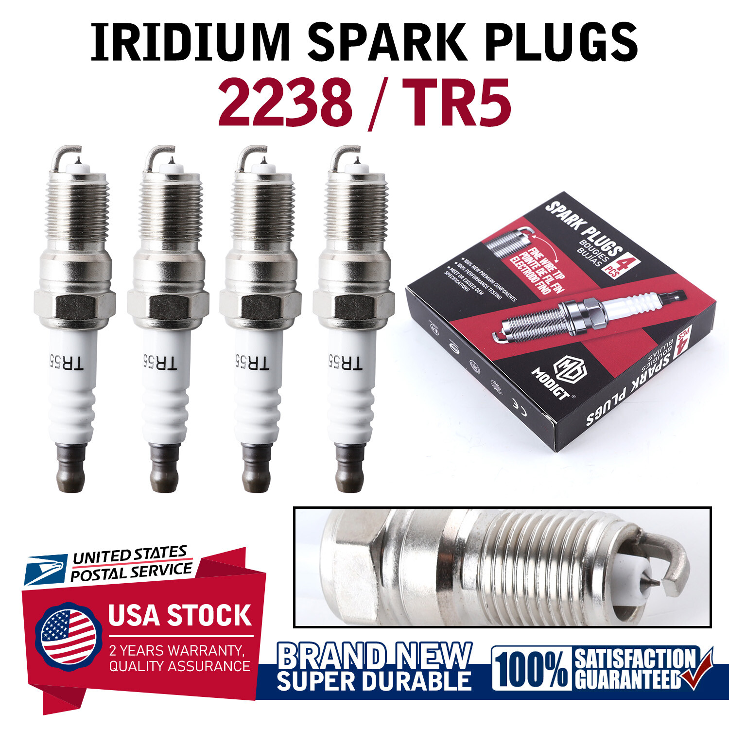 Set of 8 pcs High Quality Resistor Plug Spark Plugs Iridium 2238 TR5 Tune Up Kit