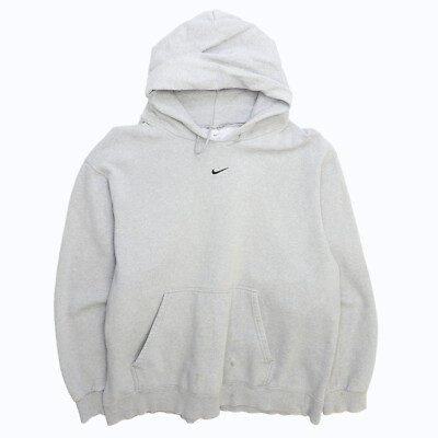 Vintage Nike Middle Swoosh Sweatshirt Hoodie Size XL Gray Embroidered