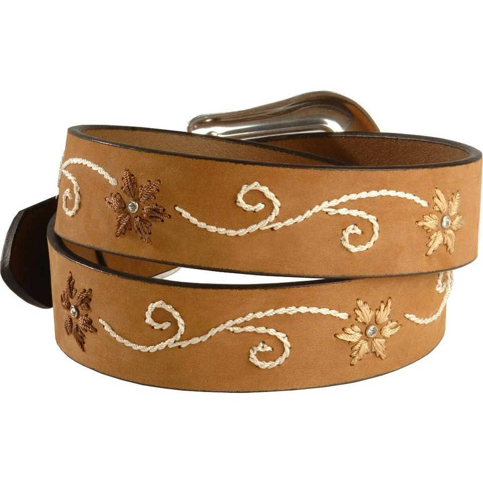 Nocona Ladies Brown Floral Embroidered Leather Belt N3447044 - Image 2 of 2