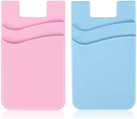 2Pack Cell Phone Card Holder,Stick on Credit Card Wallet Silicone Double Pocket