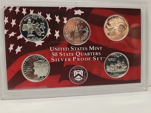 2000-S SILBER 10 Münzen Proof Set ORIGINAL mit Box und COA
