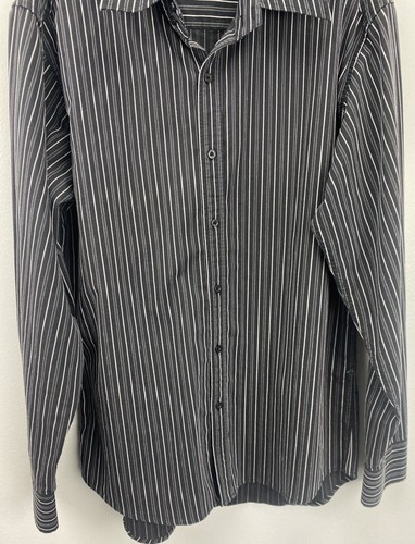 Level Ten Dress Shirt Button Down Up Mens XL Black White Pin Striped - Picture 3 of 8