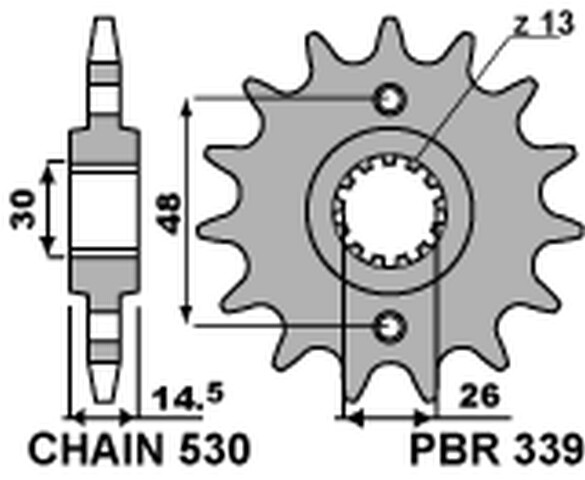 Pignon avant 339 16 élimine les à-coups de chaîne 530 sur moto Honda VFR 800 02-14